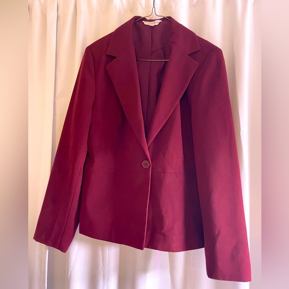 🇨🇦 NWOT vintage women’s blazer single button waist detail burgundy - Picture 1 of 6